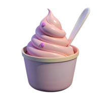 Pink Frozen Dessert in a Cup with a Spoon png