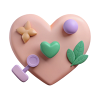 3D Rendered Heart with Colorful Shapes png