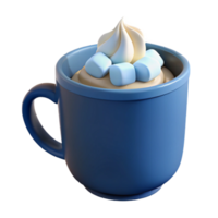 Blue Mug with Whipped Cream and Marshmallows png