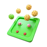 3D Rendered Colorful Balls Falling on Green Platform png