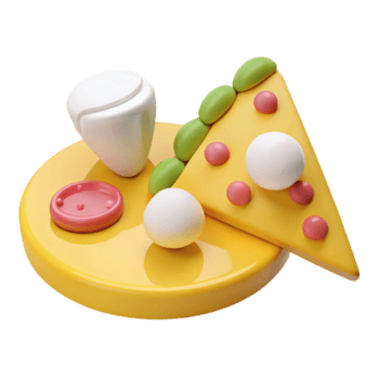 3d desenho animado pizza fatia com coberturas em amarelo ficar de pé png