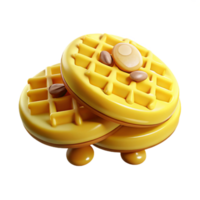 3D Rendered Stack of Waffles with Toppings png