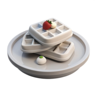 Stack of Waffles with Strawberry and Cream png