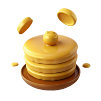 Stack of Golden Pancakes Drizzled with Syrup and a Glossy Finish png