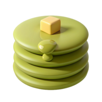 3D Rendered Stack of Pancakes with Butter and Syrup png