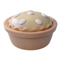 3D Render of a Baked Pie with a Crust and White Filling png
