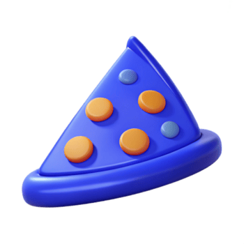 3d rendido pizza fatia com azul crosta e colorida coberturas png
