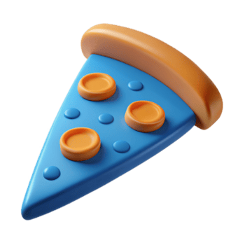 3d render do uma azul pizza fatia com laranja coberturas png