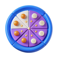 3D Render of a Colorful Pizza with Circular Toppings png