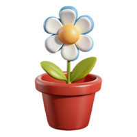 3D Render of a Flower in a Pot png