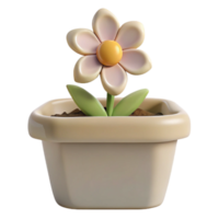 3D Render of a Flower in a Pot png