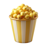 3D Render of Popcorn in a Striped Bucket png