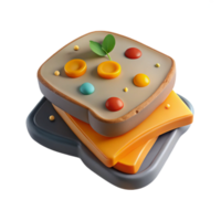 3D Render of a Stacked Sandwich with Toppings png