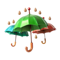 Multiple Umbrellas Protecting Against Rain png