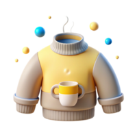 3D Render of a Yellow and Gray Sweater with a Mug png