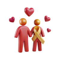 Support and Love A 3D Render of Two Figures Holding Hands with a Yellow Ribbon png
