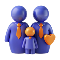 3D Illustration of a Family Two Parents and a Child png