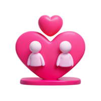 3D Render of Two People Standing in a Heart with a Smaller Heart Above png