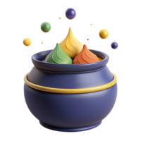 3D Rendered Cauldron with Colorful Droplets png