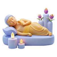 3D Rendering of a Buddha Figurine in a Reclining Position png