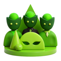 Green 3D Characters with Geometric Shapes png