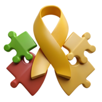 Yellow Ribbon and Puzzle Pieces A Symbol of Support and Unity png