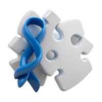 Blue Ribbon Puzzle Piece Symbol of Support and Unity png