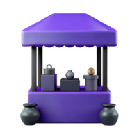 3D Render of a Purple Market Stall with Assorted Items png