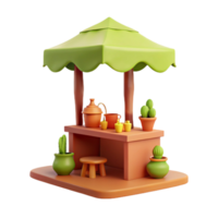 3D Rendered Cartoon Market Stall with Canopy png