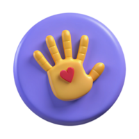 3D Render of a Hand with a Heart - Symbol of Love and Care png