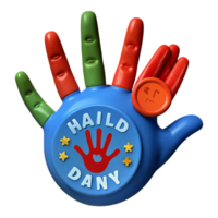 3D Hand with Seal and Circle Text png