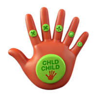 3D Hand with Green Buttons and Child Symbol png