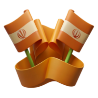 Two Orange Flags with Symbolic Design in a Ribbon png
