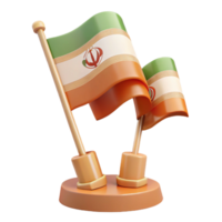 3D Render of Two Waving Flags on a Stand png