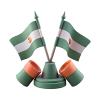 3D Render of Two Crossed Flags on a Desk Stand png