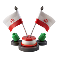 3D Render of Two Iranian Flags on a Desk Stand png