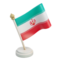3D Render of a Waving Iranian Flag on a Stand png
