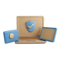 Laptop with Shield and Checkmark Secured Connection and Data Protection png