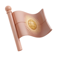 3D Render of a Waving Flag with a Sun and Globe Design png