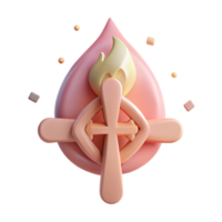 3D Rendered Abstract Symbol with Flame and Cross png