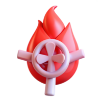 3D Render of a Flame with a Cross Inside png