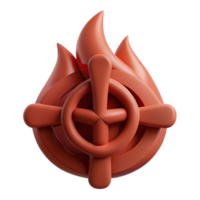 3D Render of a Fire Symbol with a Cross png