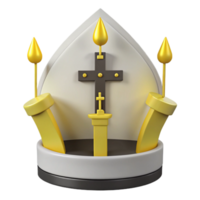 3D Render of a Religious Symbol with a Cross and Candles png