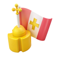 3D Render of a Yellow Flagpole with a Red and White Flag with a Gold Cross png
