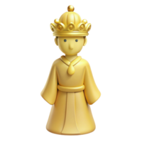 Golden 3D Character With Crown And Robe png