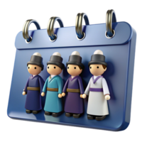 Calendar Icon with 3D Characters in a Line png