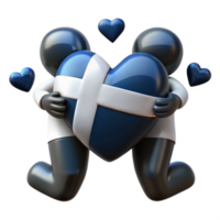 3D Illustration of Two Figures Holding a Large Heart png