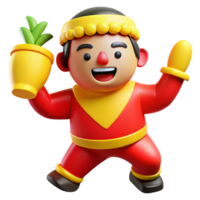 Cheerful 3D Cartoon Character in Red and Yellow Outfit png