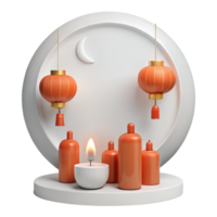 Chinese New Year Festive Decoration with Lanterns and Candles png