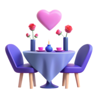 Romantic Dinner Date Table Setting with Candle and Flowers png